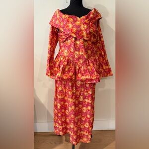 Essence by Mail Women’s African Print peplum dress size 18 (vintage)